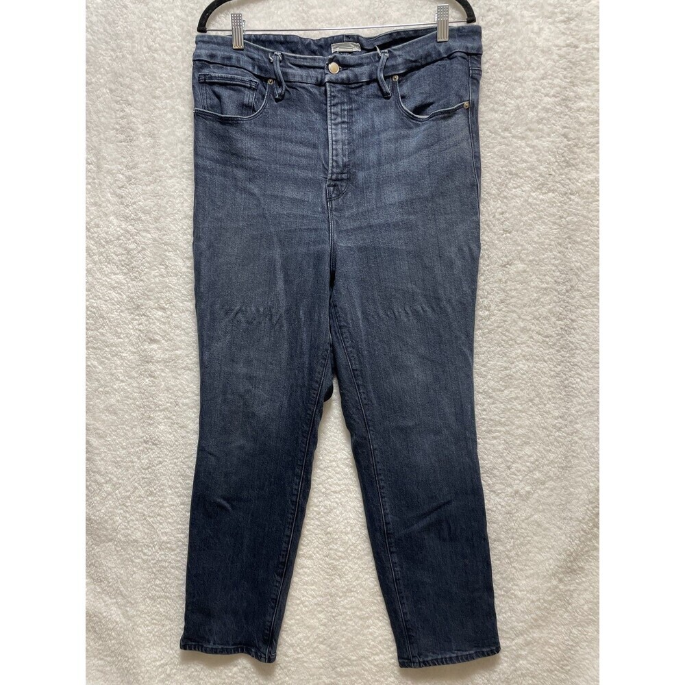 Good American Women's Size‎ 16 Dark Wash Straight Jeans Good Classic Flawed*